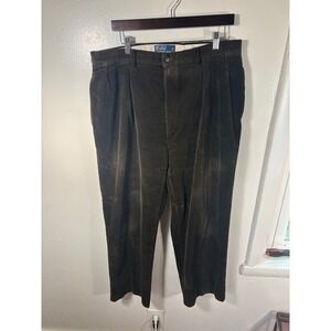 Vintage 90s Polo Ralph Lauren Andrew Pant Mens Sz 42 Brown Corduroy Pleated Prep